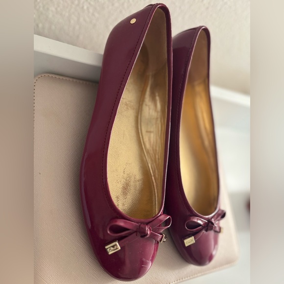 Coach Burgundy Flats with Bow - Picture 1 of 7